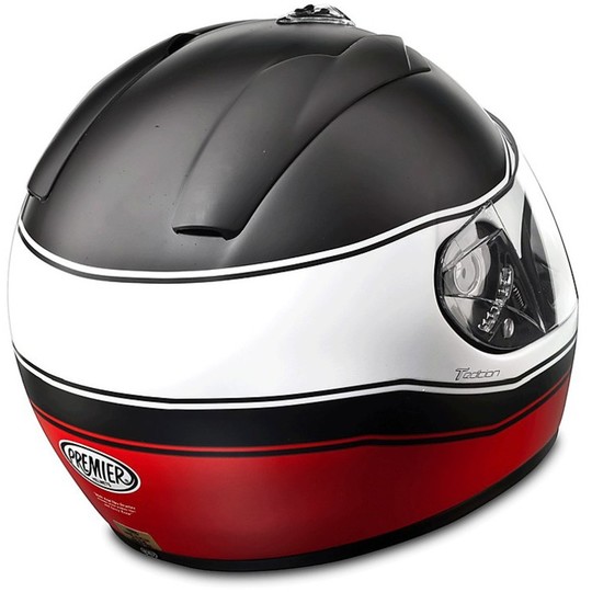Motorcycle Helmet Integral Premier Anniversary Style TT2 Coloring Black-White-Red Opaque