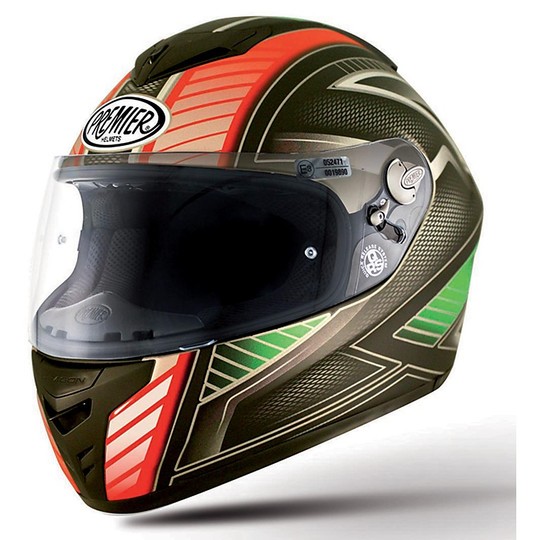 Motorcycle Helmet integral Premier Dragon Ages Multi IM9BM Green Carbon Red