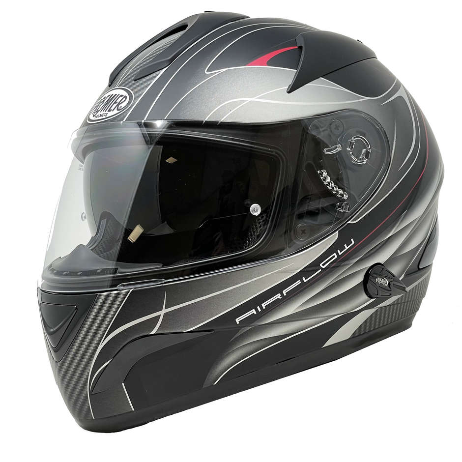 Motorcycle Helmet Integral Premier Model Phase Double Visor Black Carbon TT9 BM