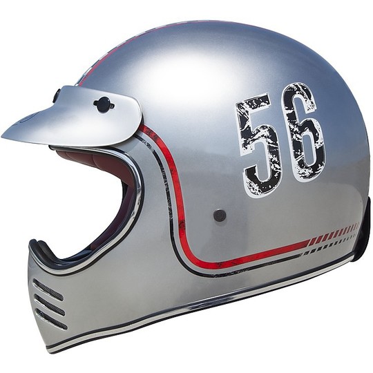 Motorcycle Helmet integral Premier  Style 70s MX FL Chrome