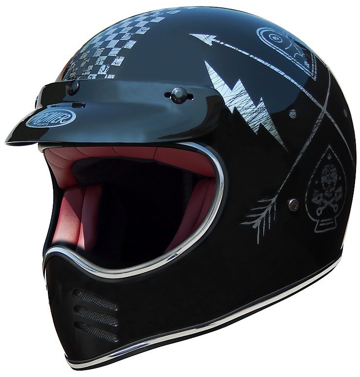 Motorcycle Helmet integral Premier Trophy Style 70s MX NX Silver