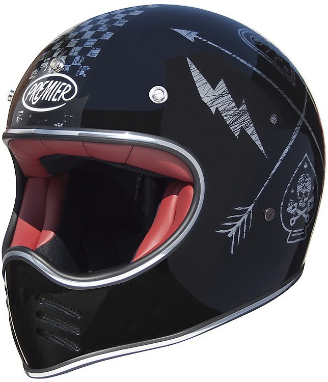 Motorcycle Helmet integral Premier Trophy Style 70s MX NX Silver