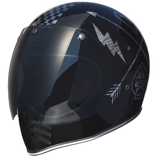 Motorcycle Helmet integral Premier Trophy Style 70s MX NX Silver Chrome