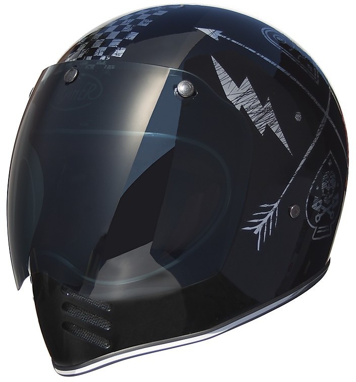 Motorcycle Helmet integral Premier Trophy Style 70s MX NX Silver