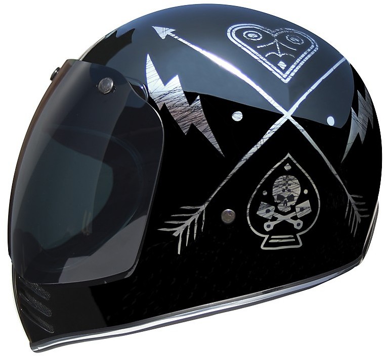 Motorcycle Helmet integral Premier Trophy Style 70s MX NX Silver