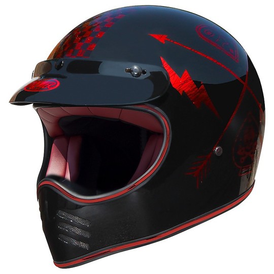 Motorcycle Helmet integral Premier Trophy Style 70s NX MX RED Chrome