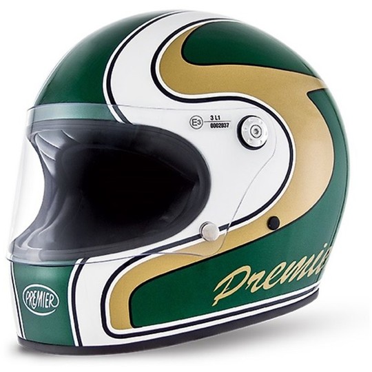 Motorcycle Helmet Integral Premier Trophy Style 70s staining M Green
