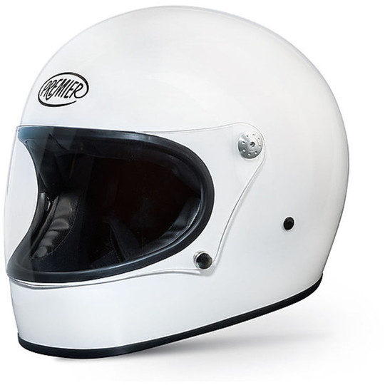 Motorcycle Helmet Integral Premier Trophy Style Glossy White Mono 70 years