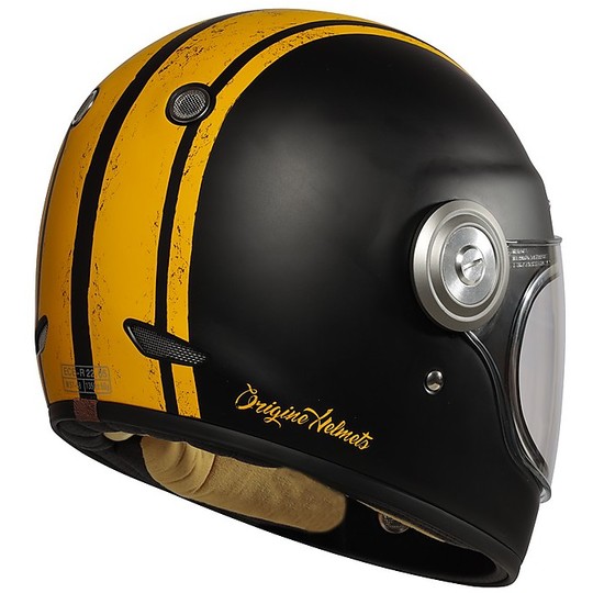 Motorcycle Helmet Integrale Vintage Origine VEGA CUSTOM Yellow Matte Black