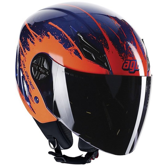Motorcycle Helmet Jet AGV Blade Multi Too Fast Blue / Orange
