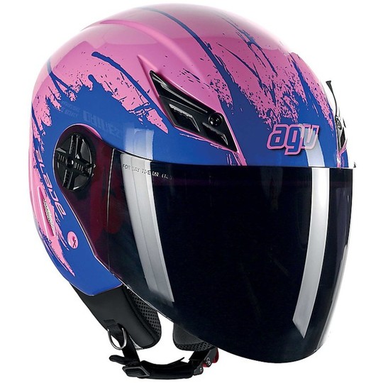 Motorcycle Helmet Jet AGV Blade Multi Too Fast Pink Blue