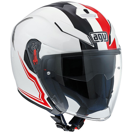 Motorcycle Helmet Jet Agv K-5 With Visor Long Fiber Multi Brave White