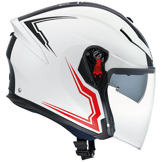 Motorcycle Helmet Jet Agv K-5 With Visor Long Fiber Multi Brave White