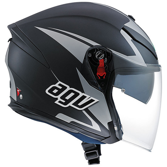 Motorcycle Helmet Jet Agv K-5 With Visor Long Fiber Multi Threesixty Black gray