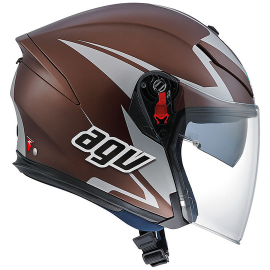 Motorcycle Helmet Jet Agv K-5 With Visor Long Fiber Multi Threesixty Brown gray