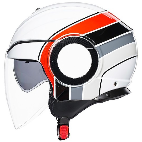 Motorcycle Helmet Jet AGV ORBYT Multi BRERA White Red Gray