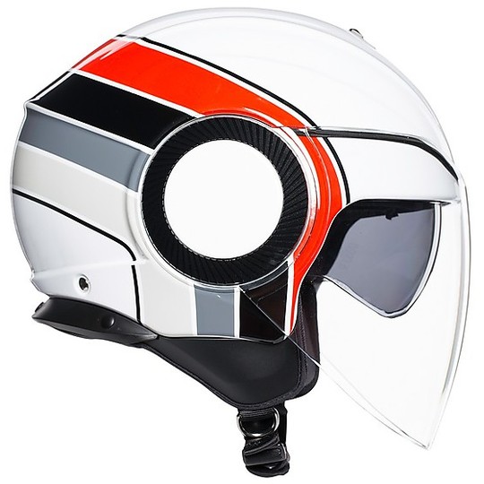 Motorcycle Helmet Jet AGV ORBYT Multi BRERA White Red Gray