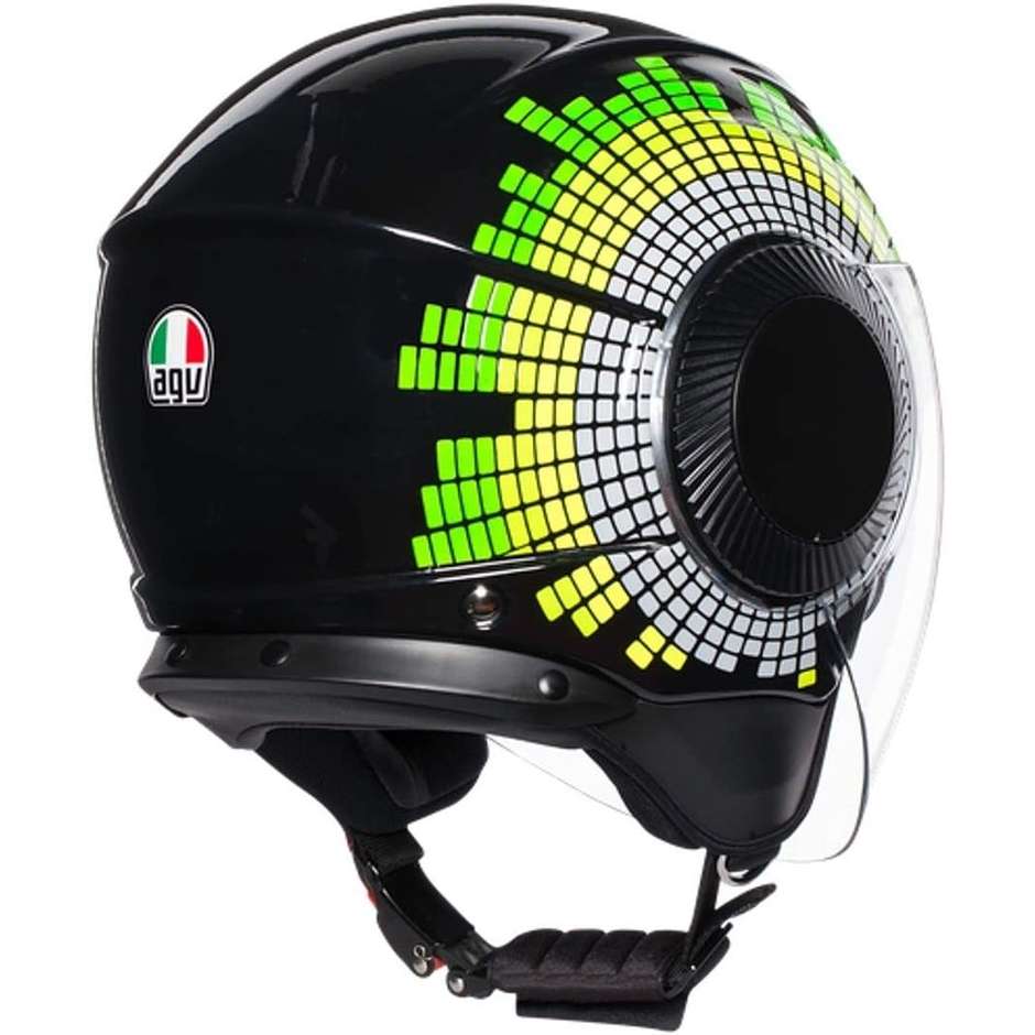 Motorcycle Helmet Jet AGV ORBYT Multi GINZA Black Yellow Green