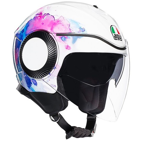 Motorcycle Helmet Jet AGV ORBYT Multi MAYFAIR White Purple