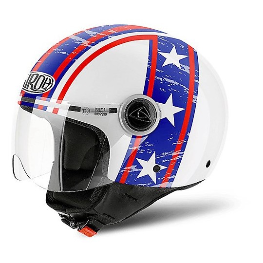 Motorcycle Helmet Jet Airoh Compact Pro Hazzard Gloss White