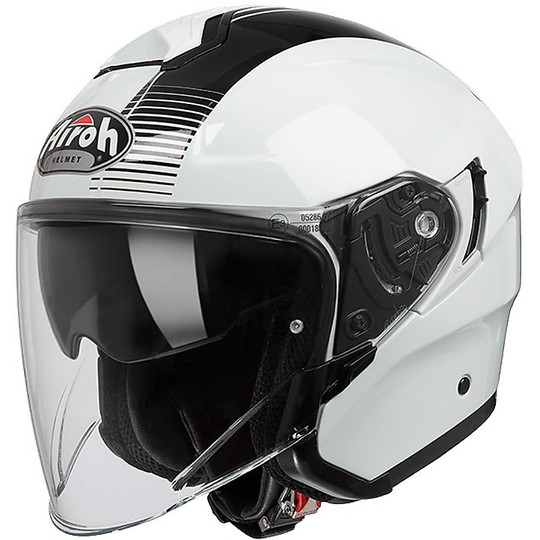 Motorcycle Helmet Jet Airoh Hunter Simple Double Visor Shiny White