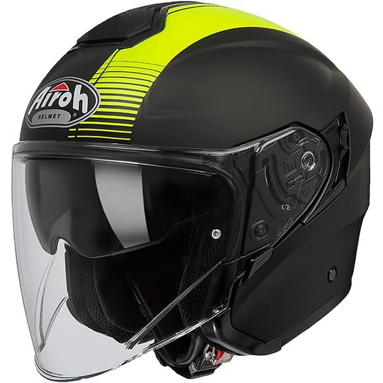 Motorcycle Helmet Jet Airoh Hunter Simple Double Visor Yellow Opaque