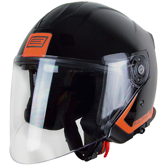 Motorcycle Helmet Jet Along Origin Palio Double Visor Bicolor Flow Black Orange