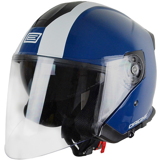 Motorcycle Helmet Jet Along Origin Palio Double Visor Bicolor Street Navy Blue