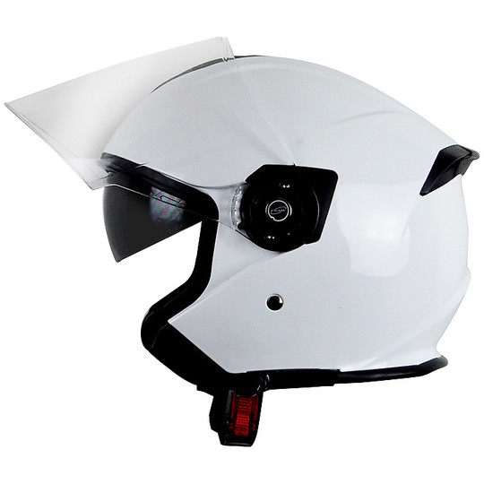Motorcycle Helmet Jet Along Origin Palio Double Visor Shiny White