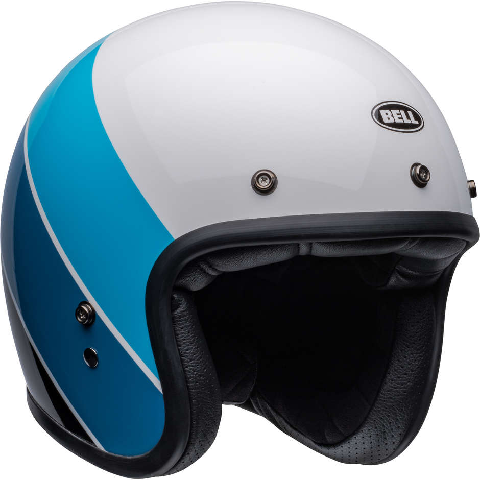 Motorcycle Helmet Jet Bell CUSTOM 500 RIFF White Blue