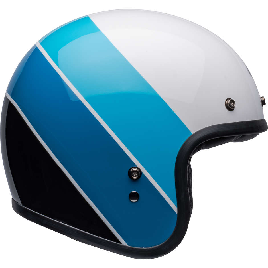 Motorcycle Helmet Jet Bell CUSTOM 500 RIFF White Blue
