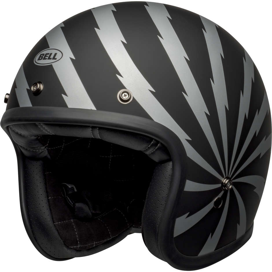 Motorcycle Helmet Jet Bell CUSTOM 500 VERTIGO Black Silver