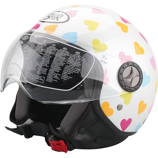 Motorcycle Helmet Jet Bhr 701 Fashion Visor With Love