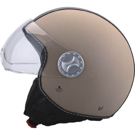 Motorcycle Helmet Jet Bhr 702 Coated Skin With Visor Beige