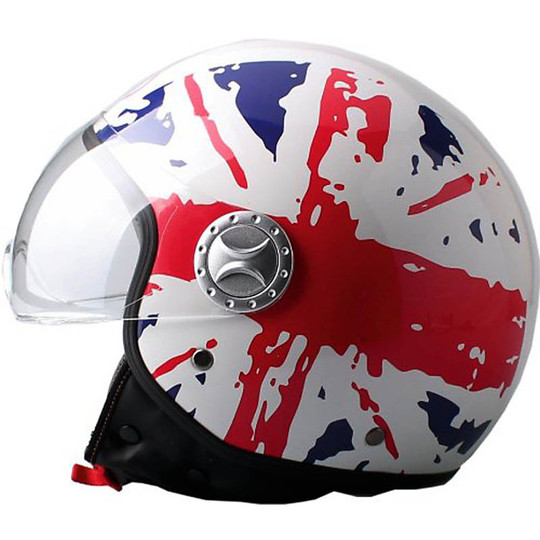 Motorcycle Helmet Jet Bhr 702 Fashion With Visor Flag Inglese