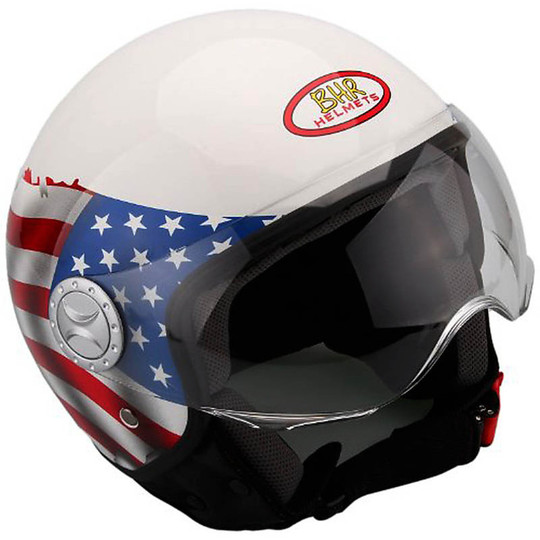 Motorcycle Helmet Jet Bhr 702 Fashion With Visor US Flag