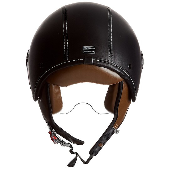 Motorcycle Helmet Jet BHR 801 Leather B Black Coated