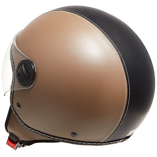 Motorcycle Helmet Jet BHR 801 Leather C Coated Bicolor Black Beige