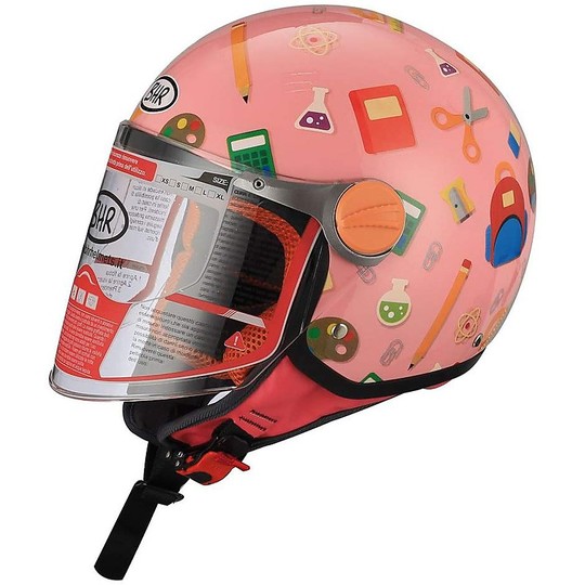 Motorcycle Helmet Jet BHR Child With long visor Coloring School Rosa