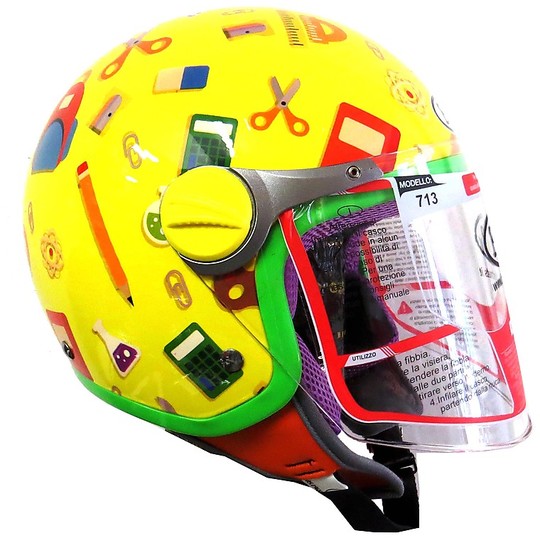 Motorcycle Helmet Jet BHR Child With long visor yellow coloring School
