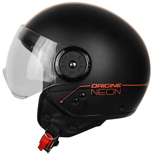 Motorcycle Helmet Jet Black Origin Neon Orange
