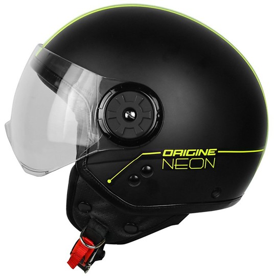 Motorcycle Helmet Jet Black Origin Neon Yellow