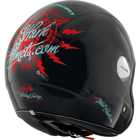 Motorcycle helmet Jet Black Shark HERITAGE Tawny orange