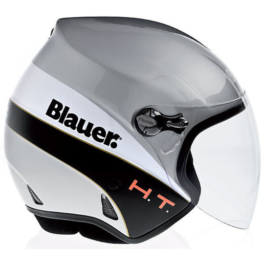 Motorcycle Helmet Jet Blauer Boston Crome Long Fiber With Visor