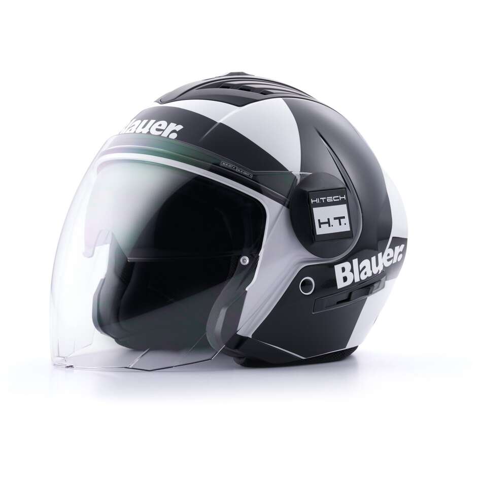 Motorcycle Helmet Jet Blauer Double Visor Real Graphic A White Black