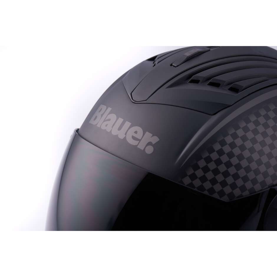 Motorcycle Helmet Jet Blauer Double Visor Real Graphic B Anthracite Black