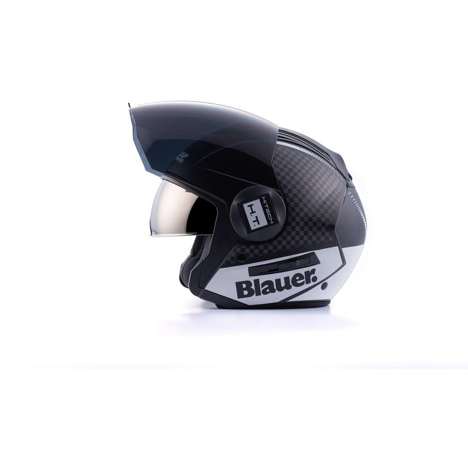 Motorcycle Helmet Jet Blauer Double Visor Real Graphic B White Black