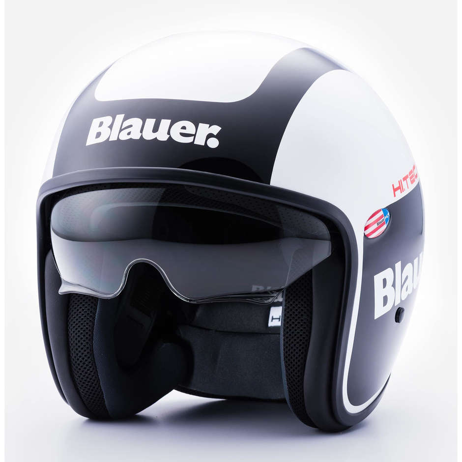 Motorcycle Helmet Jet Blauer Pilot 1.1 HT In Graphic Fiber G Matt White Black