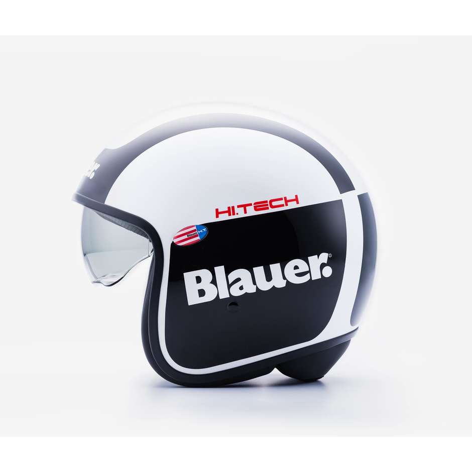 Motorcycle Helmet Jet Blauer Pilot 1.1 HT In Graphic Fiber G Matt White Black