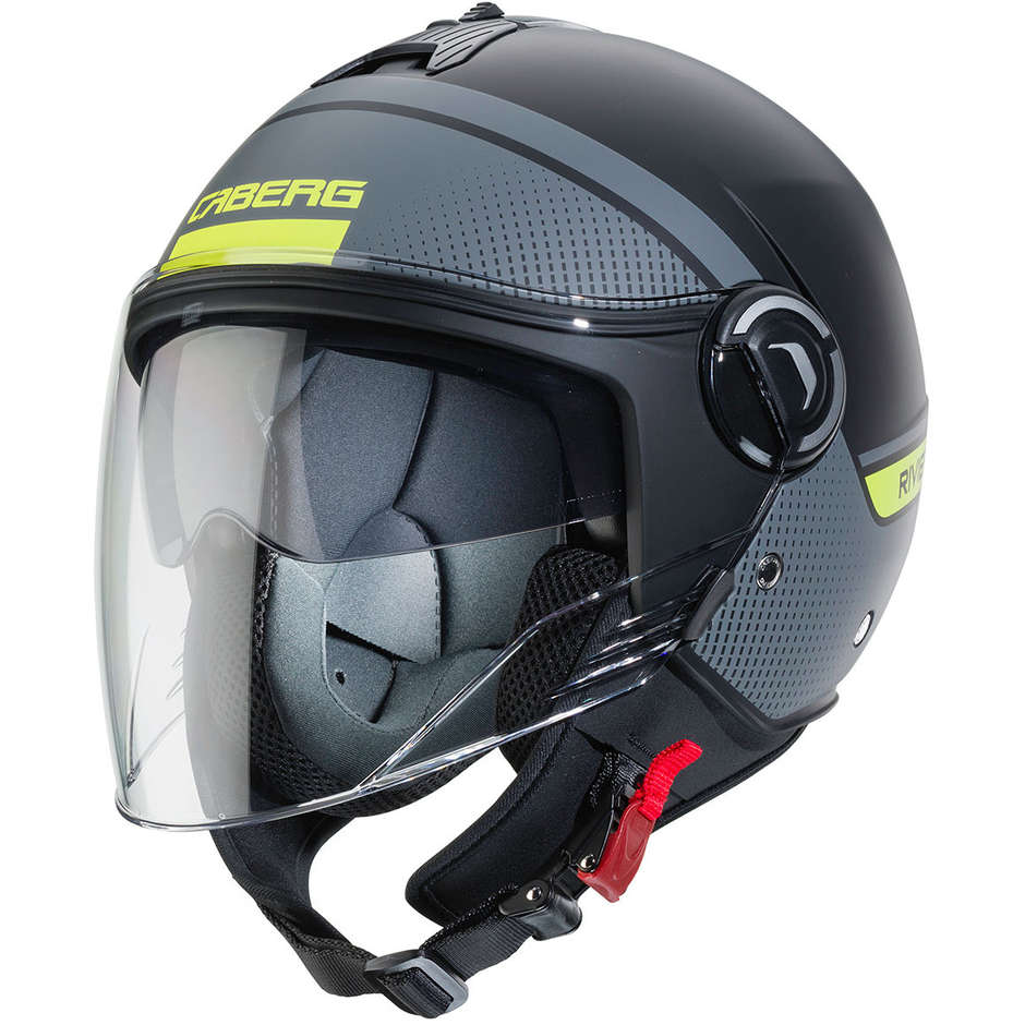 Motorcycle Helmet Jet Caberg RIVIERA v4 ELITE Matt Black Anthracite Yellow